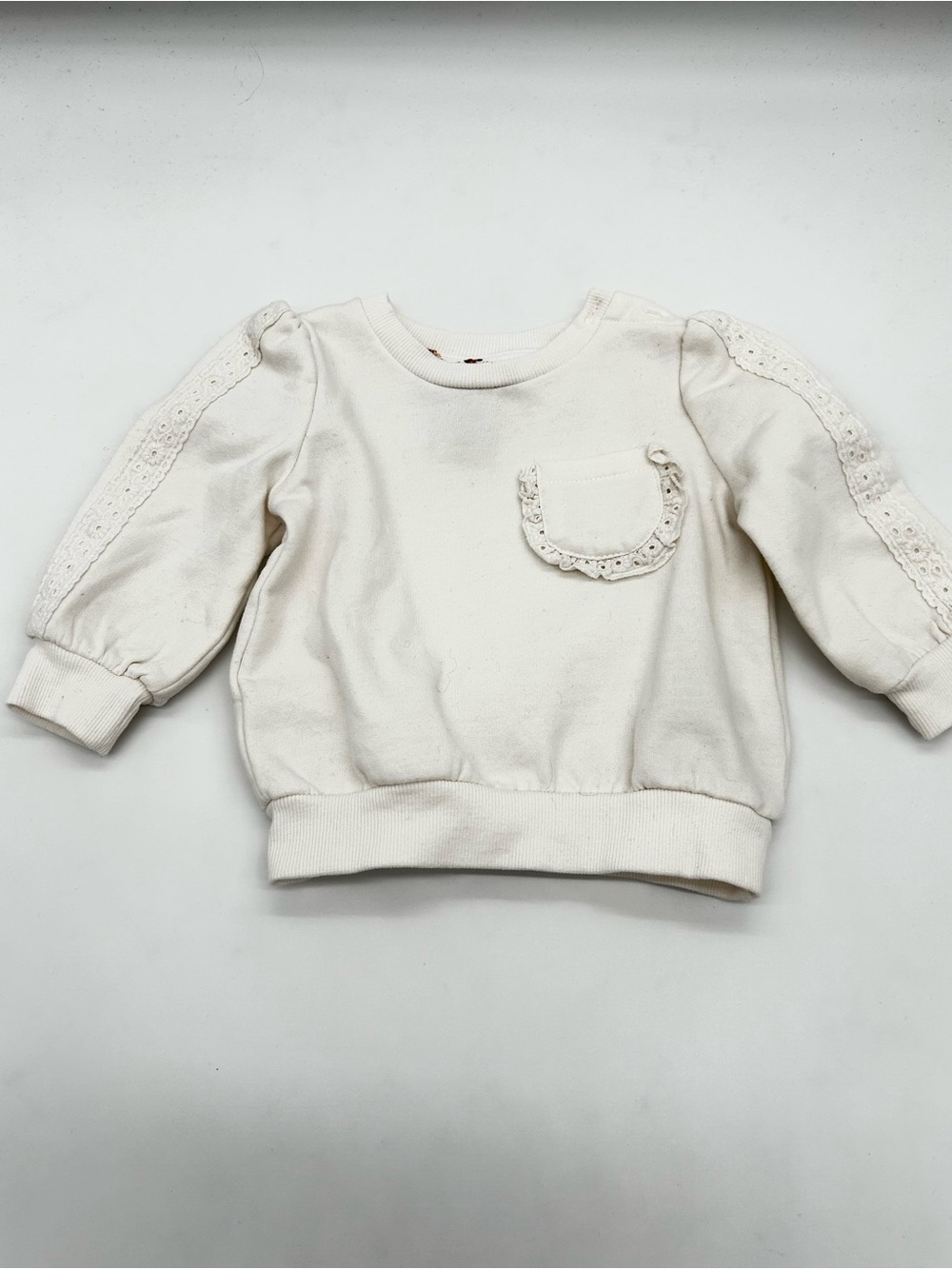 Cynthia Rowley Cream Lace-Trim Sweatshirt Size 6-9 Months
